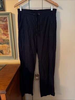 Athleta dark navy blue Drawstring linen Pants.